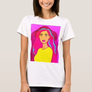 Pop Art Woman T-Shirt Colorful Retro Graphic Tee