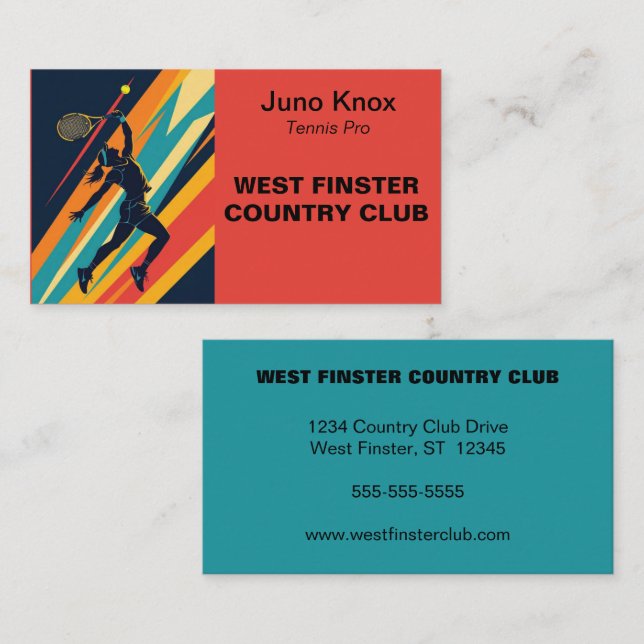 Pop Art Woman Tennis Player Business Card (Front/Back)