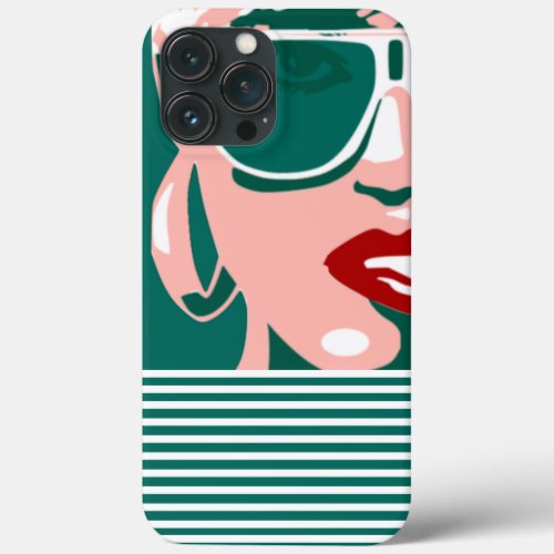 Pop Art Woman White Sunglasses Biting Red Lips iPhone 13 Pro Max Case