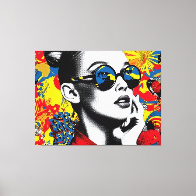 Pop art woman with sunglasses canvas print (Front)