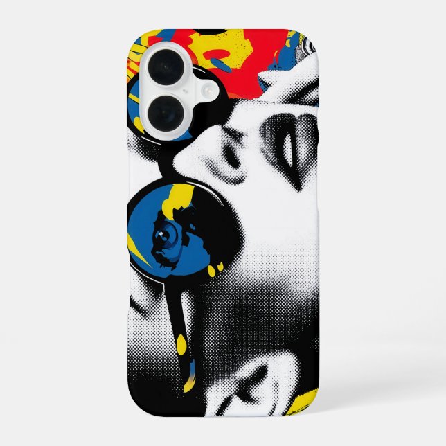 Pop art woman with sunglasses iPhone case (Back)