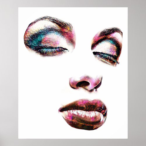 Pop Art Womans Face Gold Makeup beauty Abstract  Poster