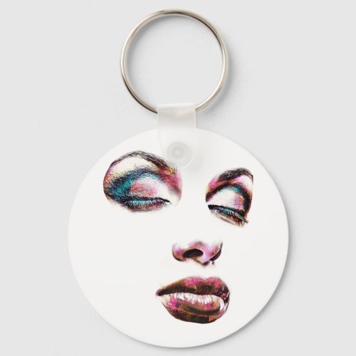  Pop Art Womans Face Makeup beauty Abstract art  Keychain