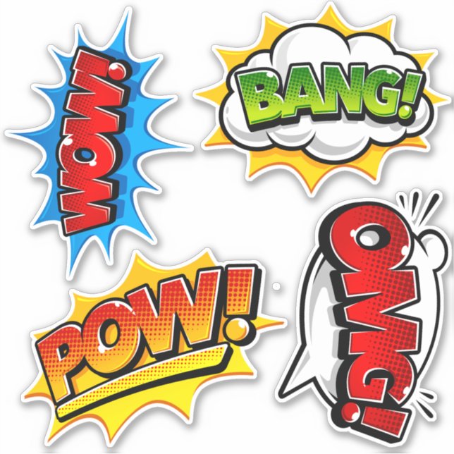 Pop Art Wow Bang OMG Pow! Sticker (Front)