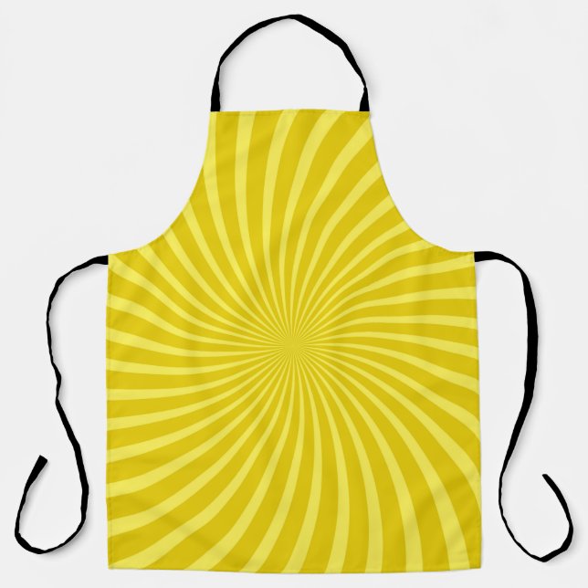 Pop art yellow background,  retro comic rays illus apron (Front)