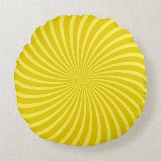 Pop art yellow background,  retro comic rays illus round pillow (Front)