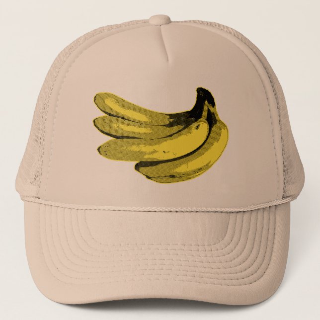 Pop Art Yellow Banana Graphic Trucker Hat (Front)