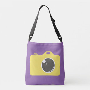 Pop Art Yellow Camera Purple Crossbody Bag