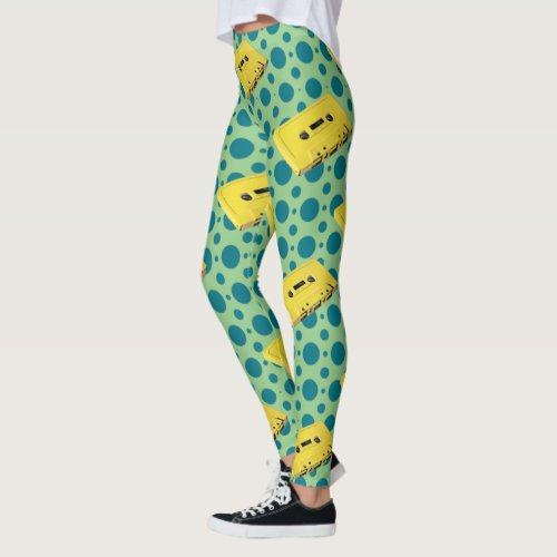 Pop Art Yellow Cassette Tape Leggings