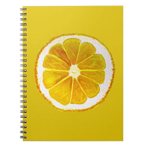 Pop art yellow lemon fruit original watercolour notebook