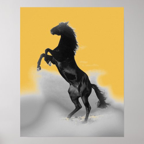 Pop Art Yellow White Rearing Horse Poster