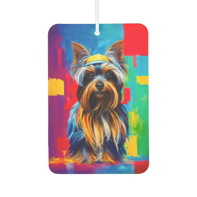 Pop Art Yorkie Dog Funky Air Freshener (Front)