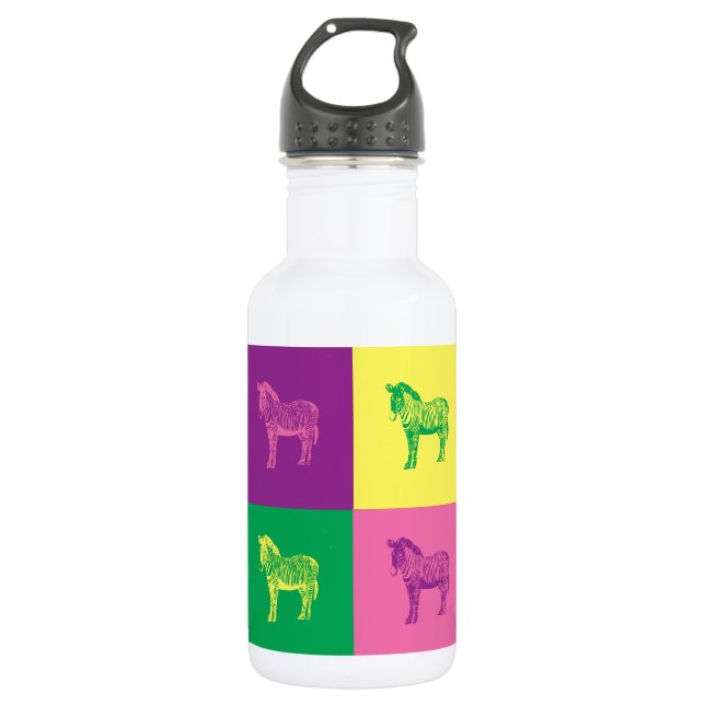 Pop Art Zebra Stainless Steel Water Bottle (Front)