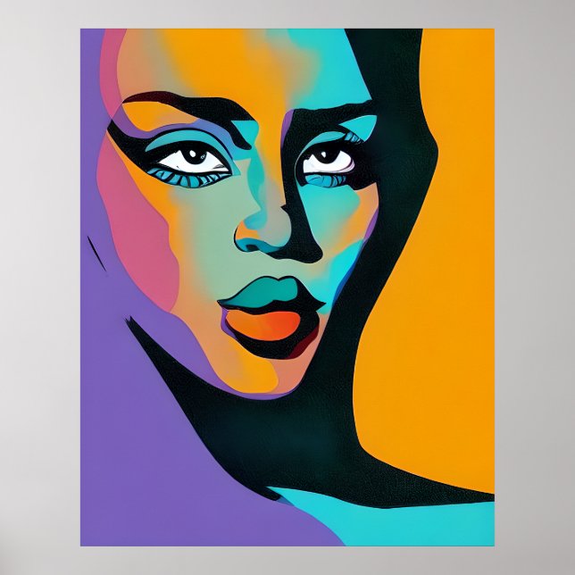 Pop Artistic Abstract Artworks Vibrant Lady Poster (Front)