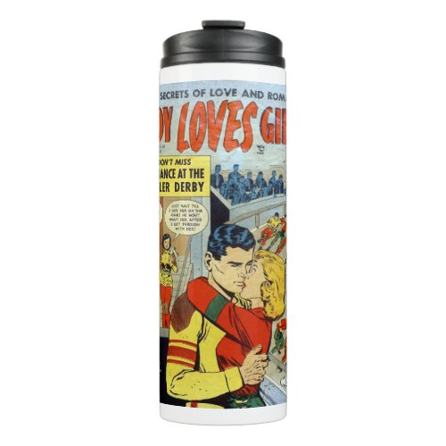 Pop Arts _ Vintage Romance Comics _ Boy Loves Girl Thermal Tumbler