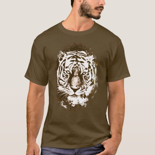 Pop Artwork Tiger Head Elegant Modern Template T_Shirt