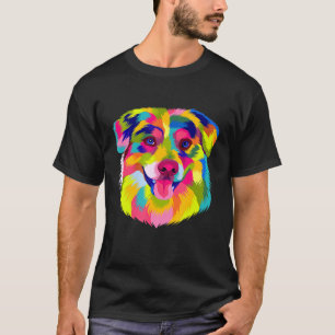 Pop Australian Shepherd Cute Colorful Aussie Dog T-Shirt