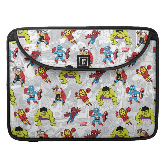 Pop Avengers Comic Book Pattern MacBook Pro Sleeve (Front Closed)
