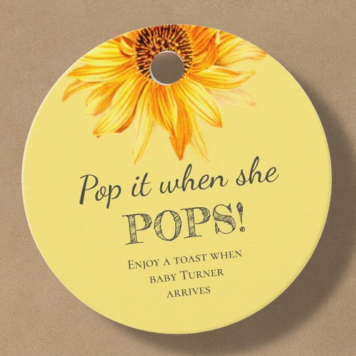 Pop Baby Shower  Champagne Favor Tags