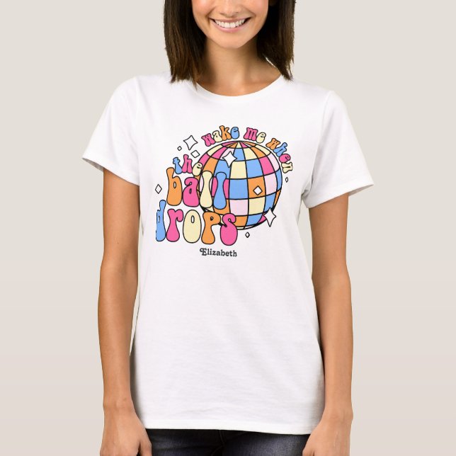 Pop Candy Crush Retro Happy New Year Party T-Shirt (Front)
