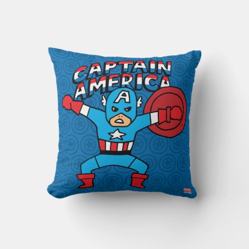 Pop Captain America with Logo Throw Pillow