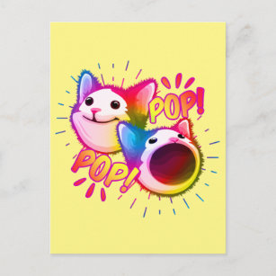 pop cat popping cat meme postcard