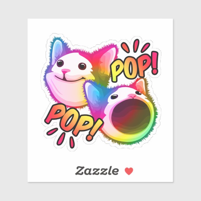 pop cat popping cat meme sticker (Sheet)