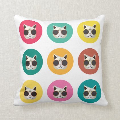 Pop Cats With Sunglasses Throw Pillow