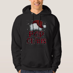 Pop Claus Merry Christmas Buffalo Plaid Red Santa Hoodie