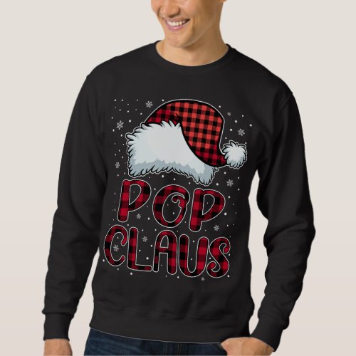 Pop Claus Merry Christmas Buffalo Plaid Red Santa  Sweatshirt