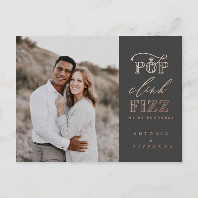 Pop clink fizz engagement party invitations (Front)