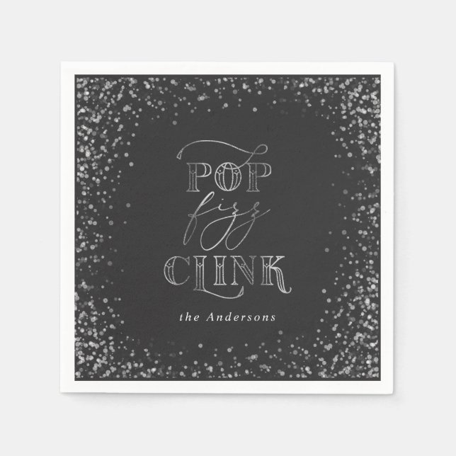 Pop clink fizz party napkins (Front)