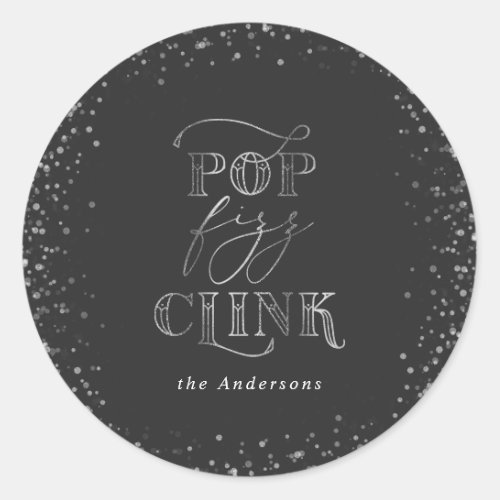 Pop clink fizz party stickers