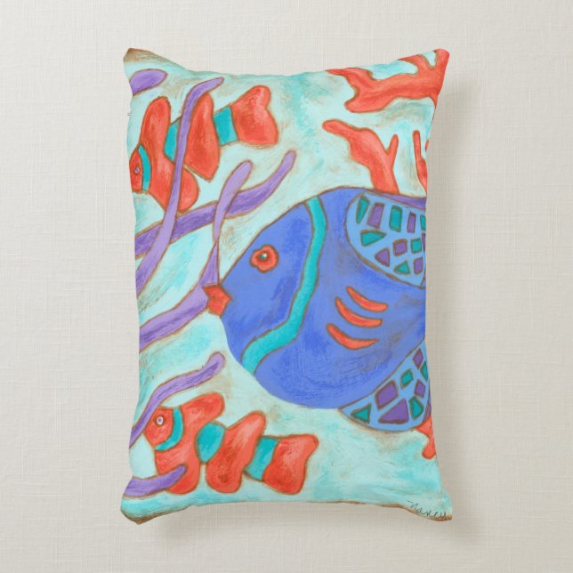 Pop-Colored Fish Accent Pillow (Front(Vertical))