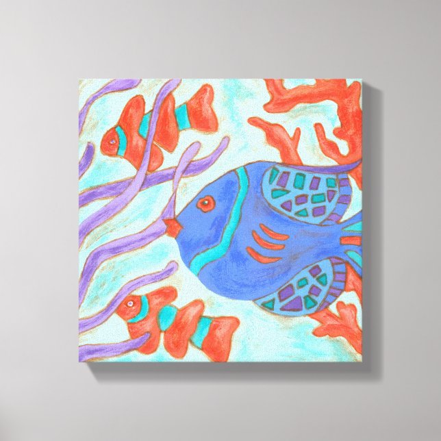 Pop-Colored Fish Canvas Print (Front)