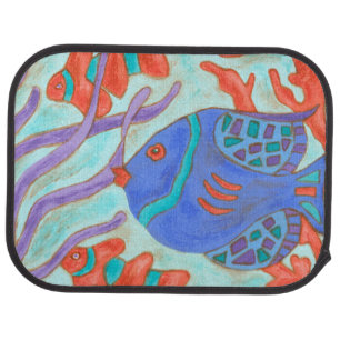 Pop-Colored Fish Car Floor Mat