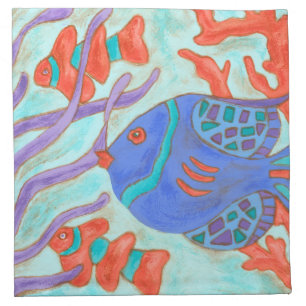 Pop-Colored Fish Cloth Napkin