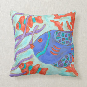 Pop-Colored Fish Throw Pillow
