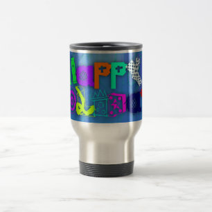 Pop Colorful Happy Holidays Travel Mug