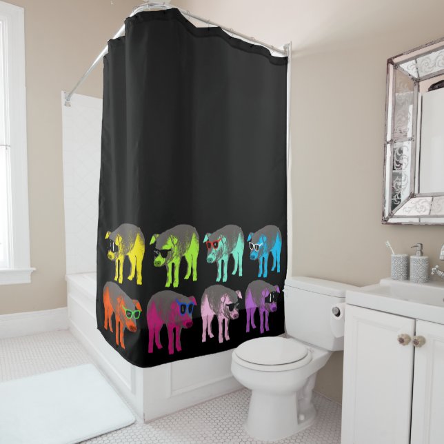 Pop Colors Chinese Pig Year Zodiac Shower Curtain (In Situ)