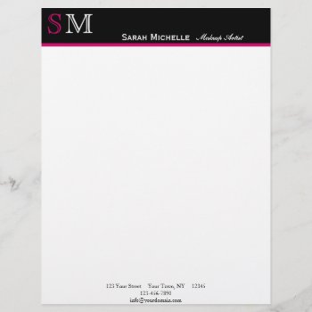 Pop Colors In Pink Green And Black Letterhead by BeSeenBranding at Zazzle