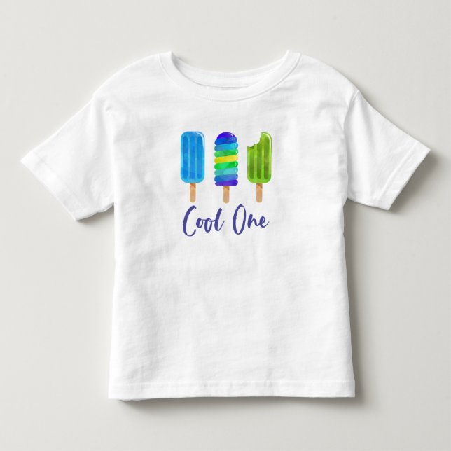 Pop Cool One 1st Birthday blue green Toddler T-shirt (Front)