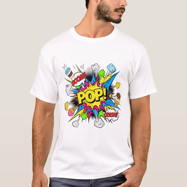 Pop Crash Ice Creams T-Shirt – Fun Summer Dessert  (Front)