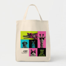 Pop Crew Colorful Animal Mosaic Tote Bag