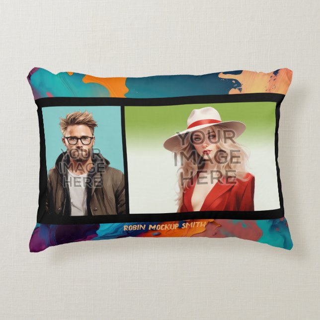 Pop Culture Signable 2 Photo Personalized Custom Accent Pillow (Front)