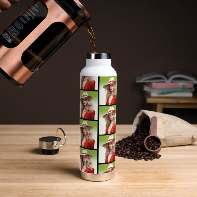 Pop Culture Signable Add Photo Personalized Custom Water Bottle (Coffee)