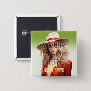 Pop Culture Signable Photo Personalized Custom Sq. Button