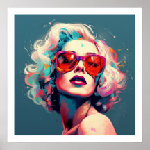 Pop Culture Vibrant Colors Girl with Glasses