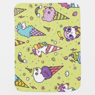 Pop Cute Ice Cream: Animal Pattern Baby Blanket