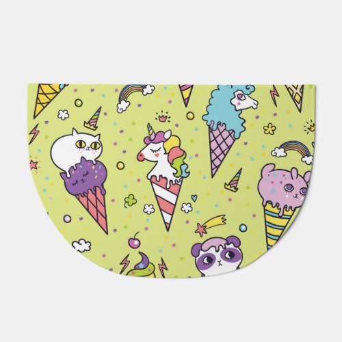 Pop Cute Ice Cream Animal Pattern Doormat
